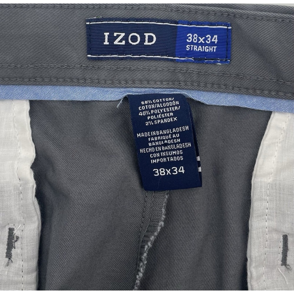 Izod SportFlex Straight Fit Flat Front Chino Pants 38x34 Performance Stretch - Picture 4 of 8